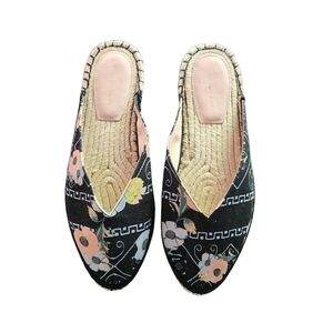 EUC ANTHROPOLOGIE AVEC LES FILLES WOMEN'S BLACK POPPY VAL SLIDE ON SZ9